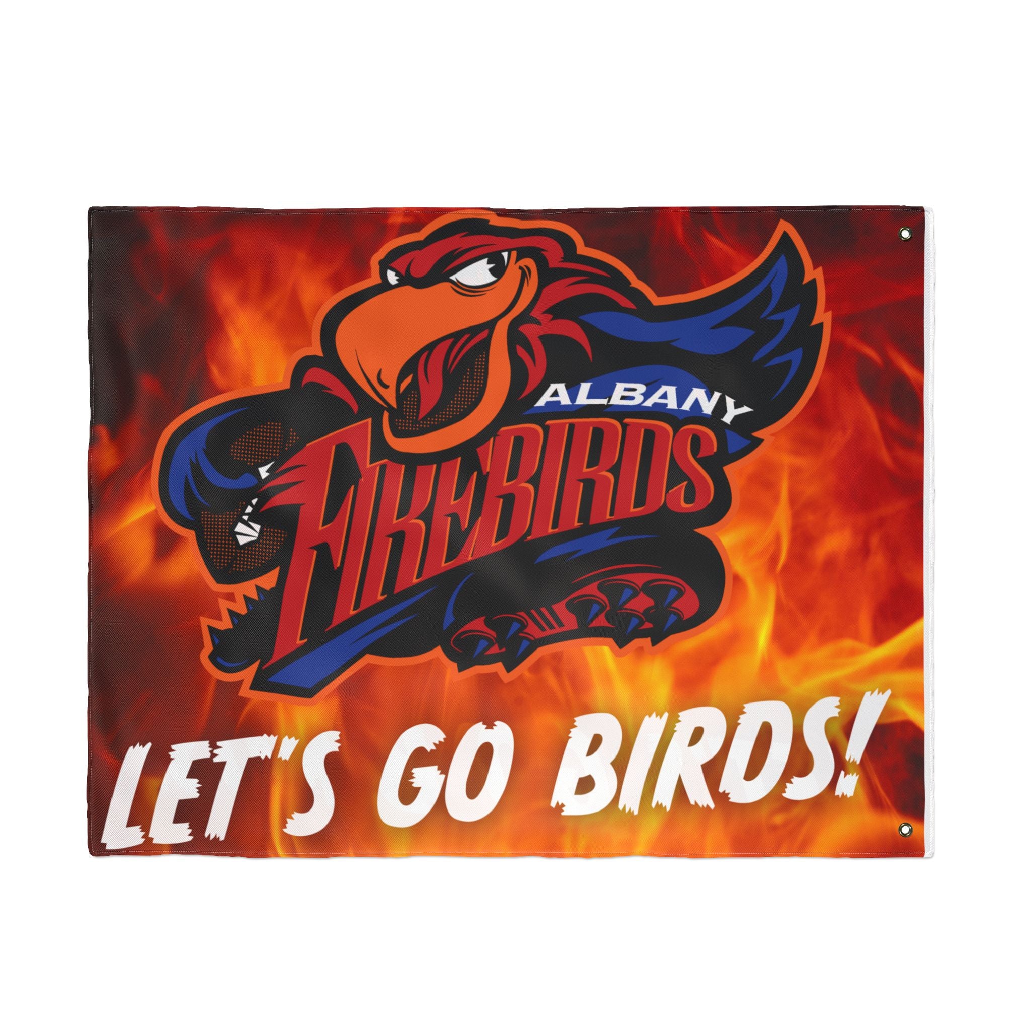 Albany Firebirds "Let's Go Birds!" Double-Sided Team Flag — Game Day Decor