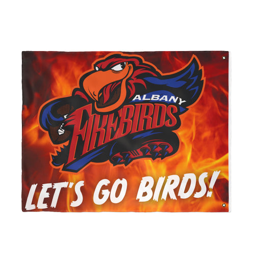 Albany Firebirds "Let's Go Birds!" Double-Sided Team Flag — Game Day Decor